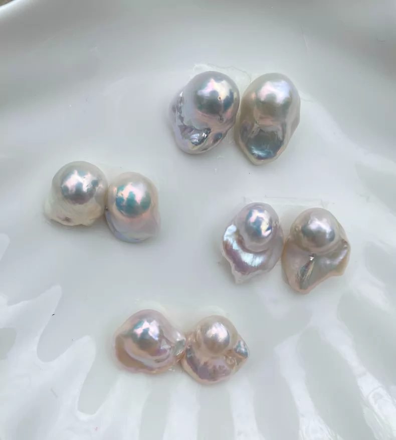 Aurora Mirror Baroque Earring Pair
