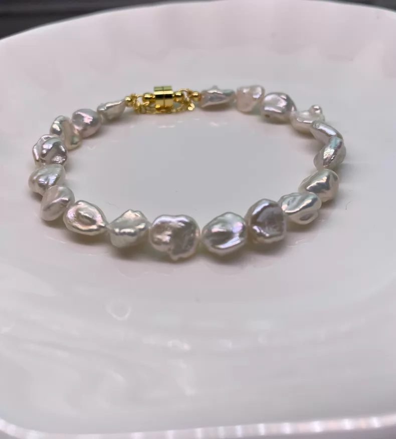 Baroque Broken-Silver Pearl Bracelet